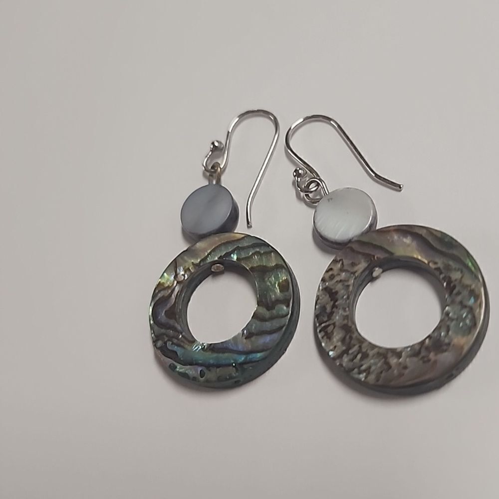 Abalone Shell Earrings Dangle - Picture 2 of 3
